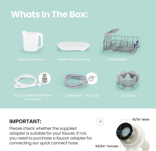 Compact Portable Countertop Dishwasher | 5L Built-in Water Tank, No Hookup, 6 Programs, 360° Spray, 192℉ High-Temp & Air-Dry – Ideal for RVs & Small Kitchens