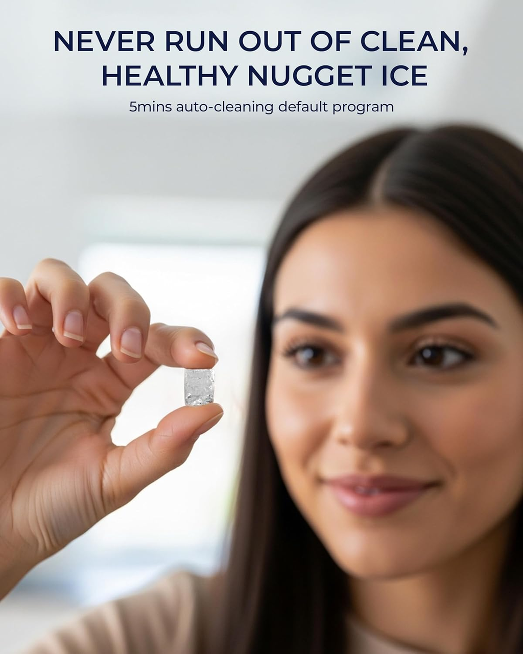 Countertop Nugget Ice Maker, 40lbs/Day, Auto-Cleaning Compact Sonic Ice Maker with Basket & Scoop