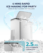 Countertop Nugget Ice Maker, 40lbs/Day, Auto-Cleaning Compact Sonic Ice Maker with Basket & Scoop