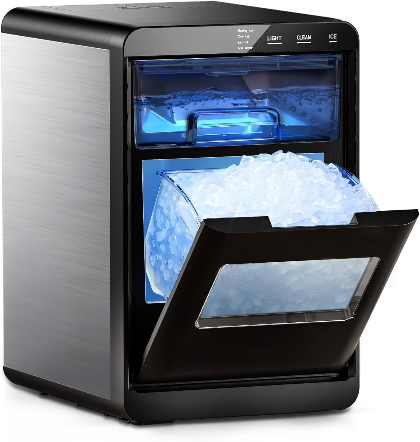 44Lbs/24H Countertop Nugget Ice Maker, Self-Cleaning Pebble Ice Machine
