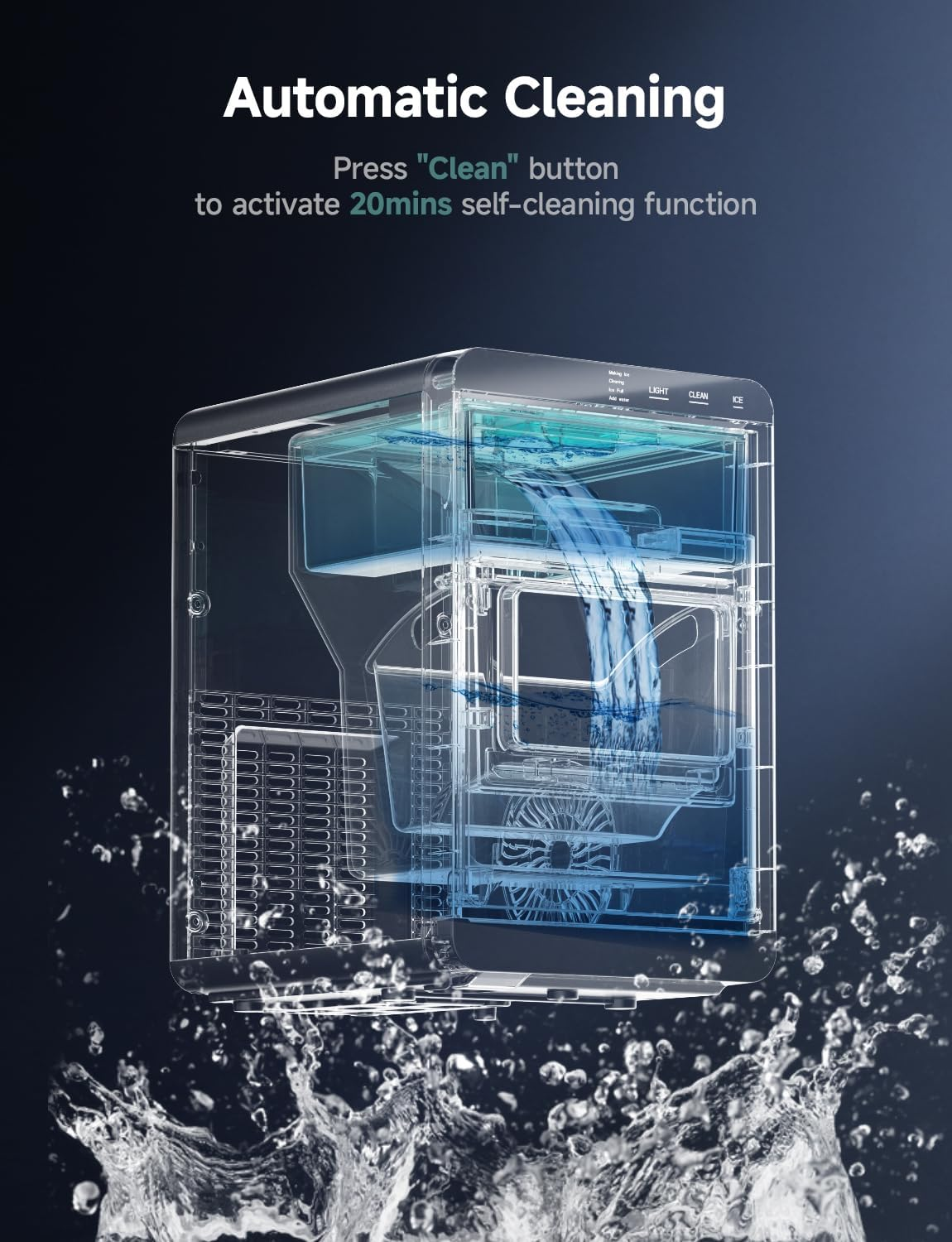 44Lbs/24H Countertop Nugget Ice Maker, Self-Cleaning Pebble Ice Machine